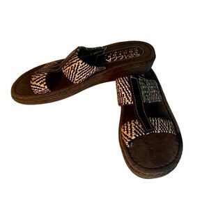 Sbicca Comfort Slide Sandals Featuring Woven Farbric Straps Sz 8 Boho Gorpcore